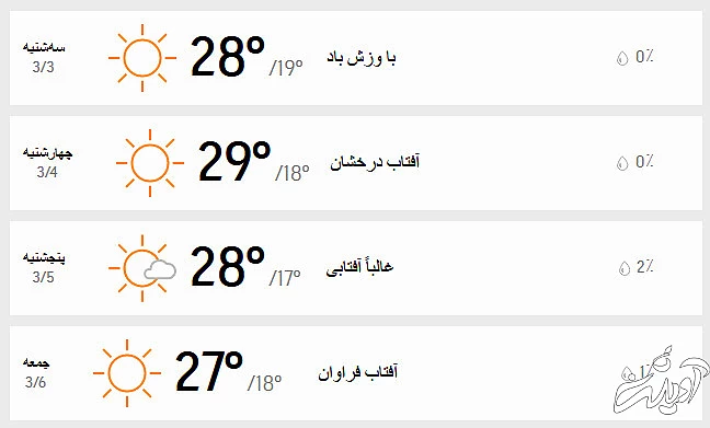دمای سه روزه تهران 